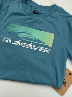 Quiksilver Teal Short-Sleeve Graphic Tee with Green Accent